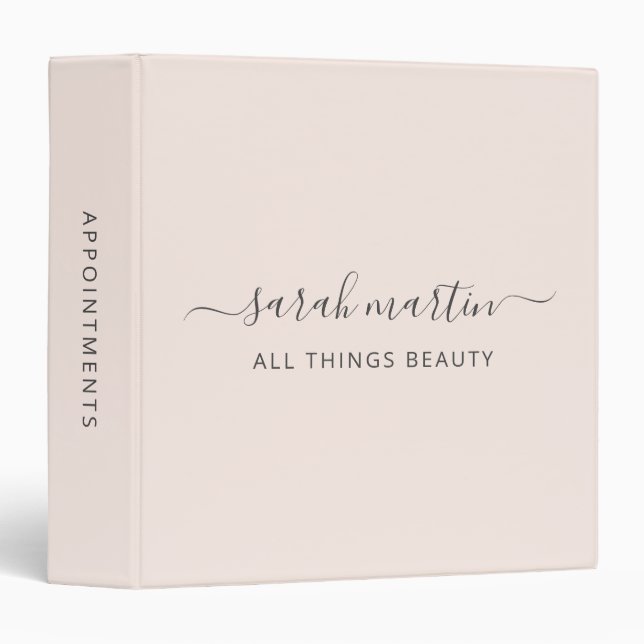 Blush Pink Elegant Business 3 Ring Binder (Front/Spine)