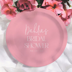 Blush Pink Elegant Calligraphy Bridal Shower Paper Plates