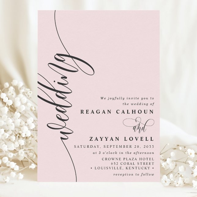 Blush Pink Elegant Calligraphy Script Wedding Invitation (Creator Uploaded)