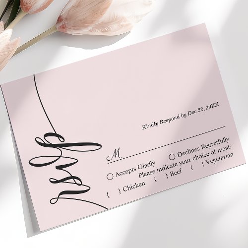 Blush Pink Elegant Calligraphy Wedding Rsvp Card