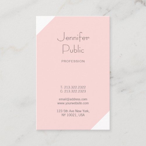 Blush Pink Elegant Clean Plain Luxury Professional Business Card