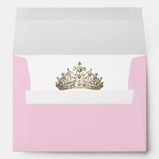 Blush Pink Elegant Crown Gold Tiara Royal Princess Envelope (Back (Bottom))