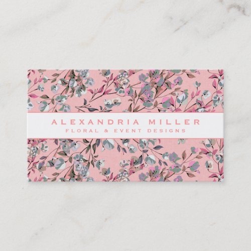 Blush Pink Elegant Dainty Floral Pattern Business Card