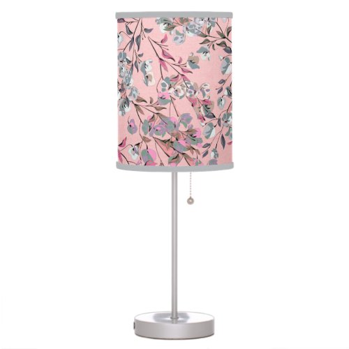 Blush Pink Elegant Dainty Floral Pattern Table Lamp