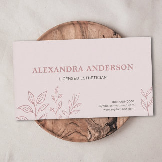 Blush Pink Elegant Esthetician Business Card