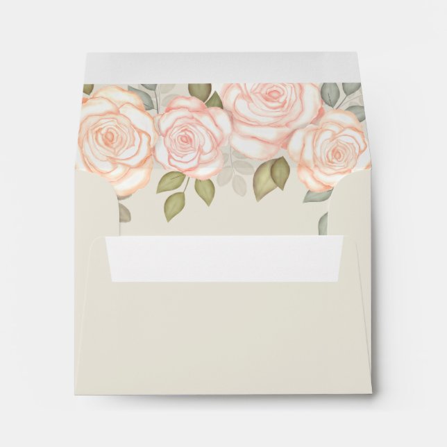 Blush Pink Elegant Floral Botanical RSVP Envelope (Back (Bottom))