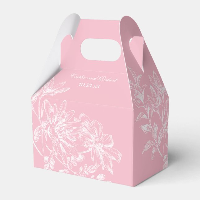 Blush Pink Elegant Floral Wedding Favor Box (Front Side)
