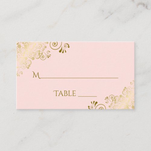 Blush Pink Elegant Gold Lace Wedding Escort Card