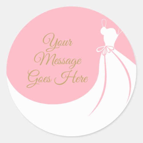 Blush Pink Elegant Gown Bridal Shower Classic Round Sticker