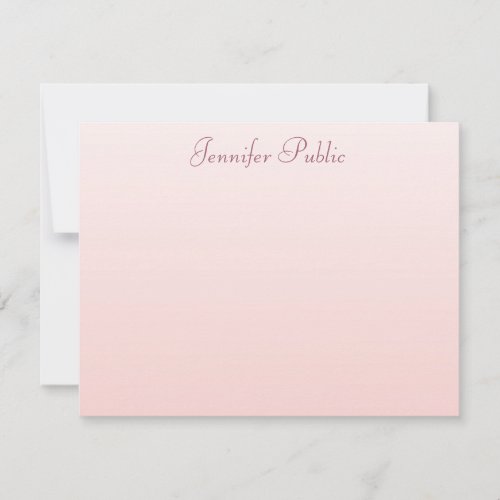 Blush Pink Elegant Hand Script Name Text Simple Note Card
