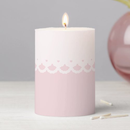 Blush Pink Elegant Lace Wedding  Pillar Candle
