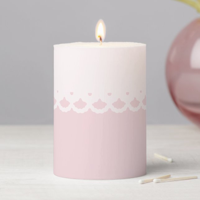 Blush Pink Elegant Lace Wedding  Pillar Candle (In Situ)