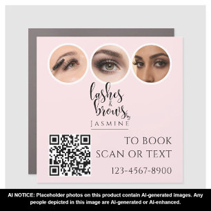 Blush Pink Elegant Lash & Brow Photo Promotional Car Magnet