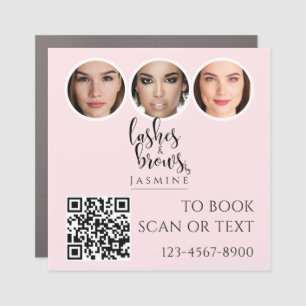 Blush Pink Elegant Lash & Brow Photo Promotional Car Magnet