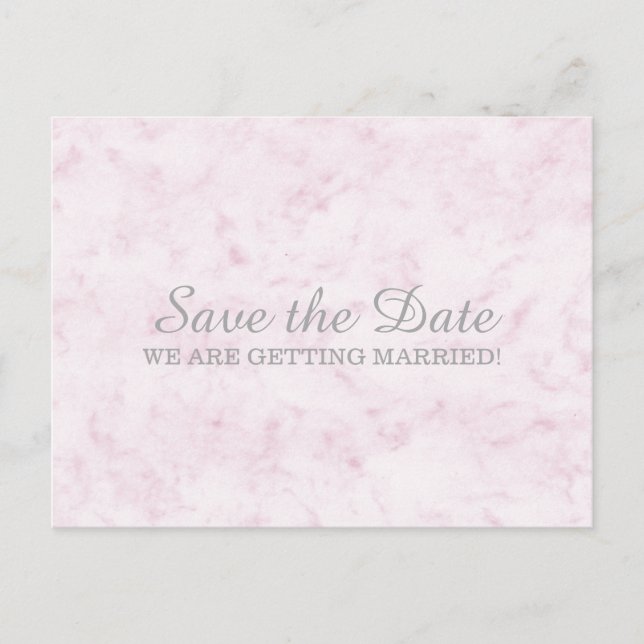 Blush Pink Elegant Marble Save the Date Announcement Postcard (Front)