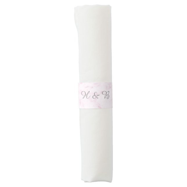 Blush Pink Elegant Marble Wedding Napkin Bands (Front)