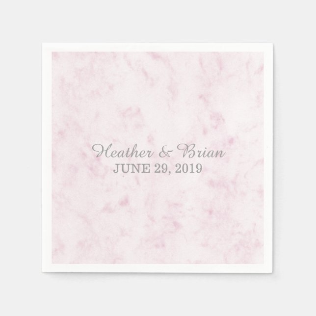 Blush Pink Elegant Marble Wedding Napkins (Front)