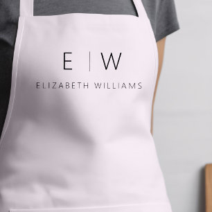 Blush Pink Elegant Minimalist Monogram Name Apron