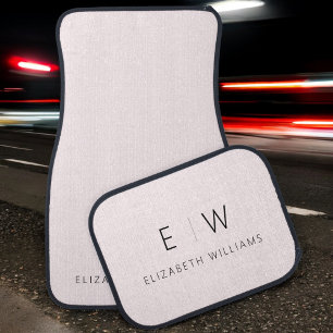 Blush Pink Elegant Minimalist Monogram Name  Car Floor Mat