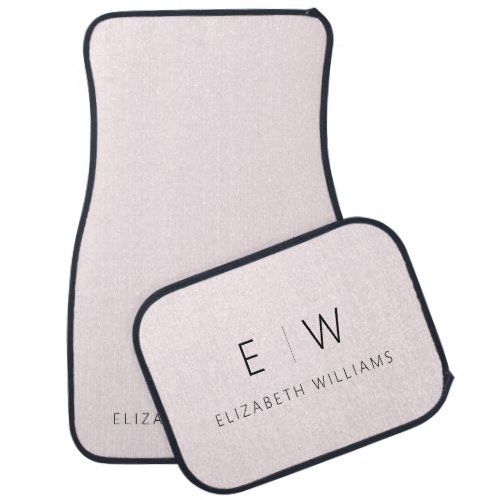 Blush Pink Elegant Minimalist Monogram Name  Car Floor Mat