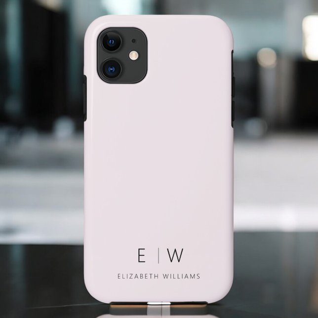 Blush Pink Elegant Minimalist Monogram Name Case-Mate iPhone Case (Creator Uploaded)