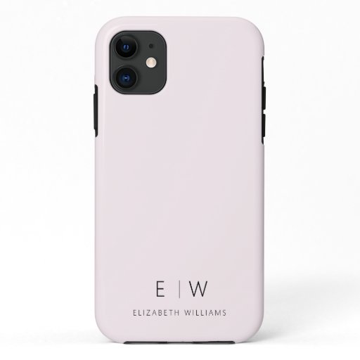 Blush Pink Elegant Minimalist Monogram Name iPhone 11 Case