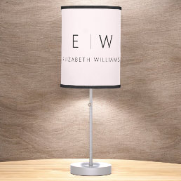 Blush Pink Elegant Minimalist Monogram Name  Table Lamp