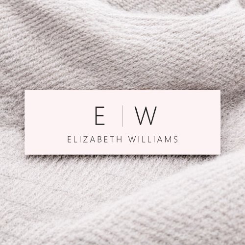 Blush Pink Elegant Minimalist Monogram Name Tag