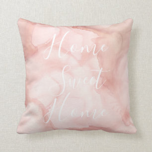 Blush Pink Elegant Modern Home Sweet Home Throw Pillow