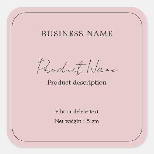 Blush Pink Elegant Modern Minimal Product Label