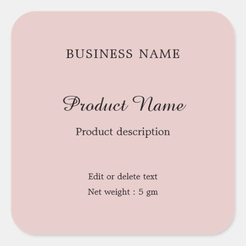 Blush Pink Elegant Modern Minimal Product Label
