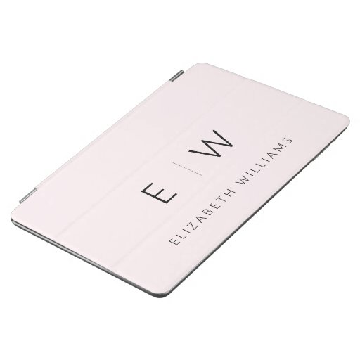 Blush Pink Elegant Modern Minimalist Monogram Name iPad Air Cover
