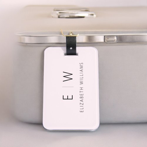 Blush Pink Elegant Modern Minimalist Monogram Name Luggage Tag