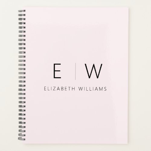 Blush Pink Elegant Modern Minimalist Monogram Name Planner