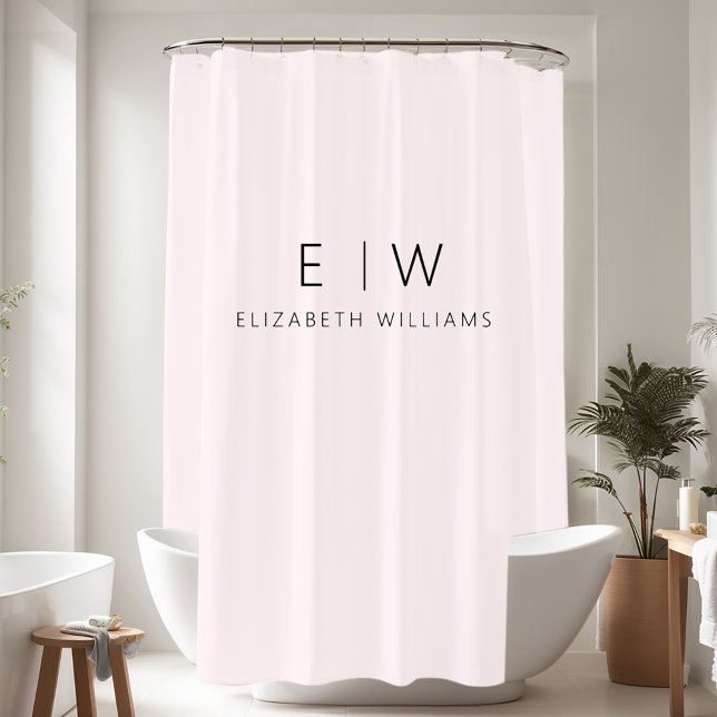 Blush Pink Elegant Modern Minimalist Monogram Shower Curtain (Creator Uploaded)