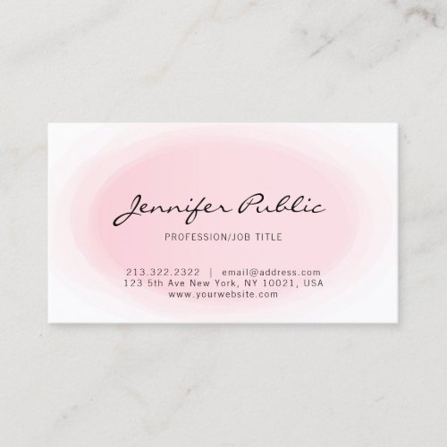 Blush Pink Elegant Modern Minimalist Typography Business Card