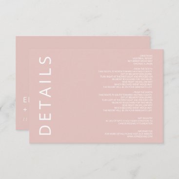 Blush Pink Elegant Modern Minimalist Wedding Enclosure Card