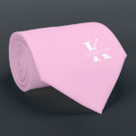 Blush Pink Elegant Monogram   Name | One-Sided Neck Tie<br><div class="desc">An elegant one-sided necktie featuring a bold white monogram across a Blush Pink background. On top of this monogram sits your first or last name spelled out in all capitals. If you prefer a bolder look for the personal name inside of the large letter you can do the following: Use...</div>