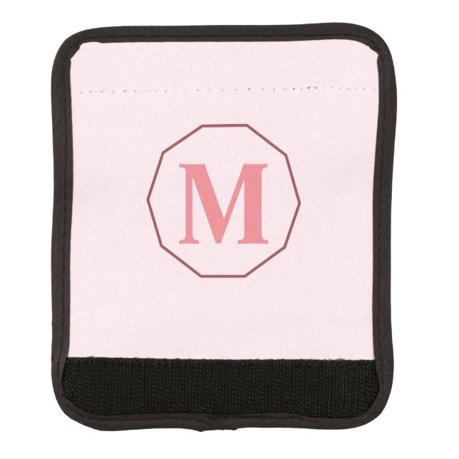 Blush pink elegant monogram personalized luggage handle wrap (Front)