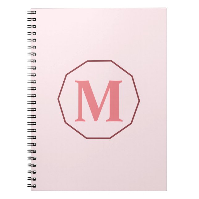 Blush Pink elegant monogram personalized Notebook (Front)