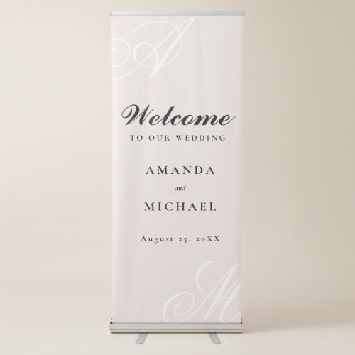 Blush Pink Elegant Monogram Wedding Retractable Banner