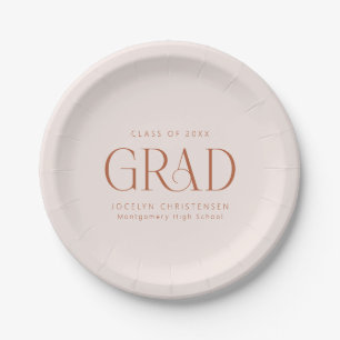 Blush Pink Elegant Personalized Grad Party Paper Plates