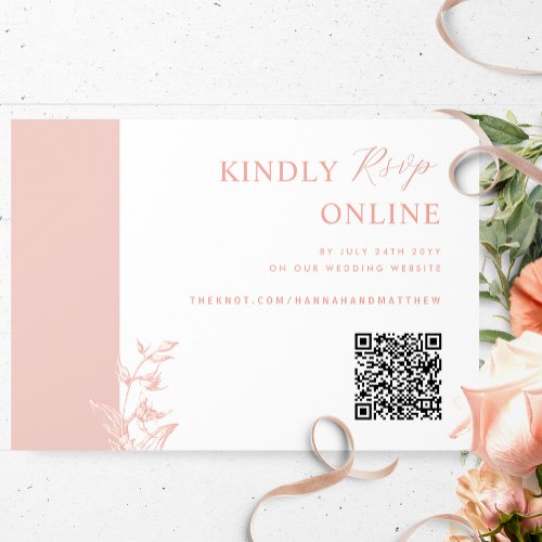 Blush Pink Elegant QR Code RSVP Wedding Enclosure Card
