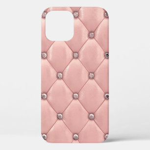 Blush Pink Elegant Satin Leather Look iPhone 12 Case