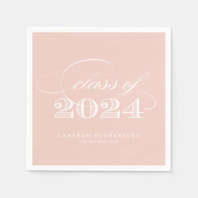 Blush Pink Elegant Script 2024 Graduation Party Napkins (Front)