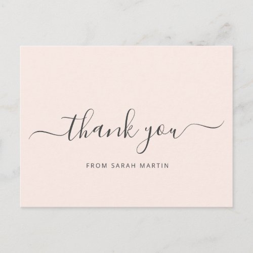 Blush Pink Elegant Script Business Thank You Postcard