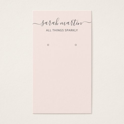 Blush Pink Elegant Script Earring Holder Card