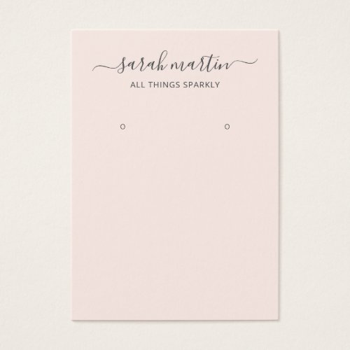 Blush Pink Elegant Script Earring Holder Card