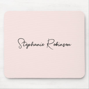 Blush Pink Elegant Script Personalized Monogram Mouse Pad