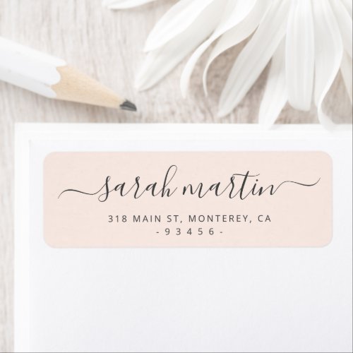 Blush Pink Elegant Script Return Address Label